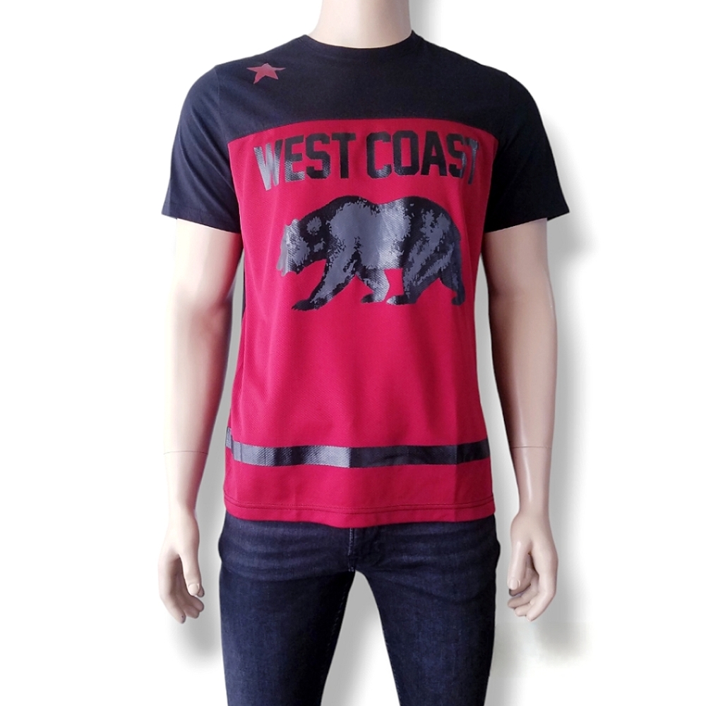 Tony Hawk Color Block Paneled "Wescoast" Print T-Shirt